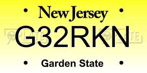 G32RKN New Jersey License Plate