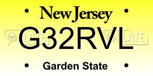 G32RVL New Jersey License Plate