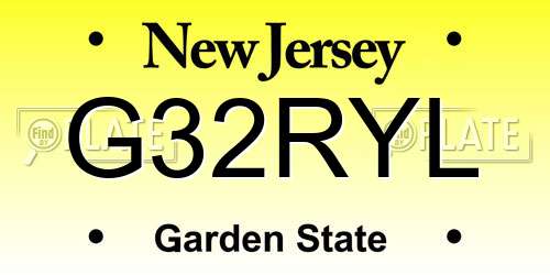 G32RYL New Jersey License Plate
