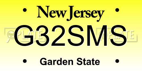 G32SMS New Jersey License Plate