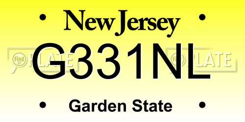 G331NL New Jersey License Plate