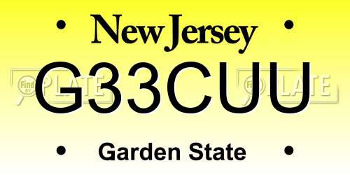 G33CUU New Jersey License Plate