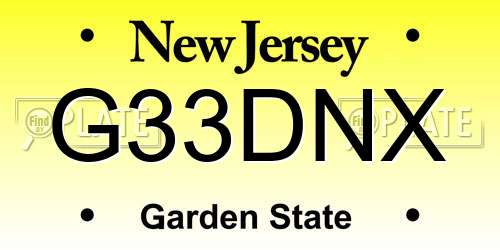 G33DNX New Jersey License Plate
