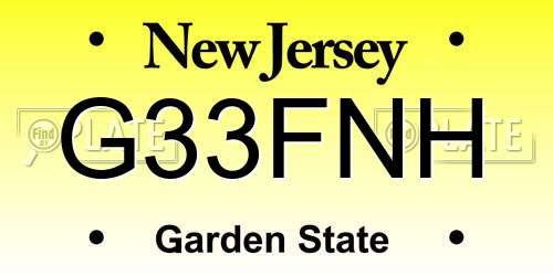 G33FNH New Jersey License Plate