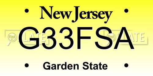 G33FSA New Jersey License Plate