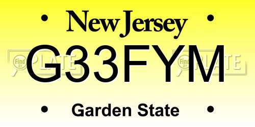 G33FYM New Jersey License Plate