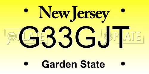 G33GJT New Jersey License Plate