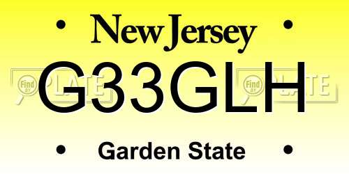 G33GLH New Jersey License Plate