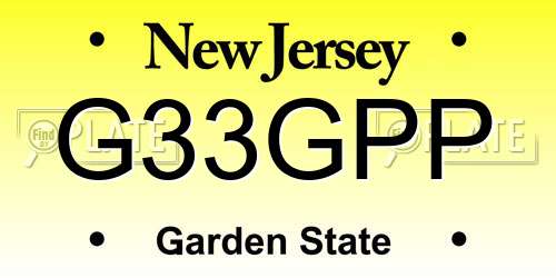 G33GPP New Jersey License Plate
