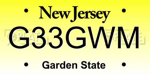 G33GWM New Jersey License Plate