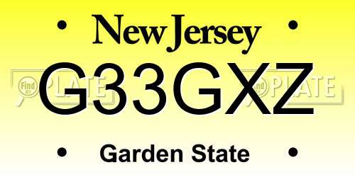 G33GXZ New Jersey License Plate