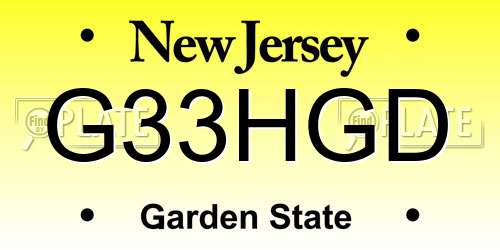 G33HGD New Jersey License Plate