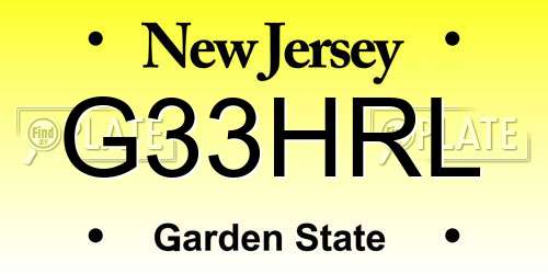 G33HRL New Jersey License Plate
