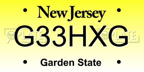 G33HXG New Jersey License Plate