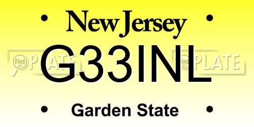G33INL New Jersey License Plate