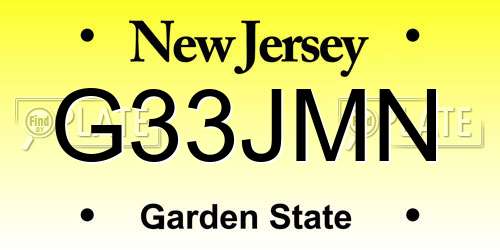 G33JMN New Jersey License Plate