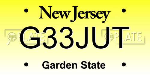G33JUT New Jersey License Plate