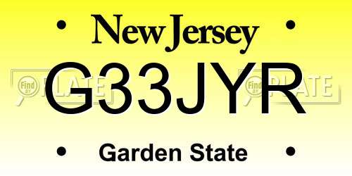 G33JYR New Jersey License Plate