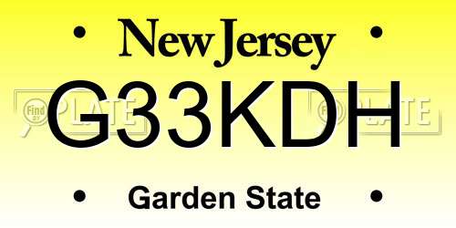 G33KDH New Jersey License Plate