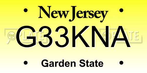 G33KNA New Jersey License Plate