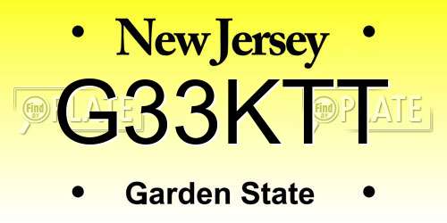 G33KTT New Jersey License Plate