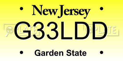 G33LDD New Jersey License Plate
