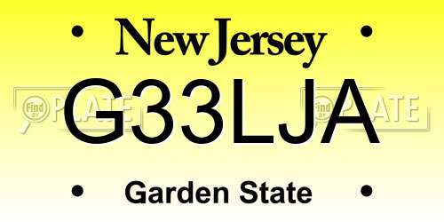 G33LJA New Jersey License Plate
