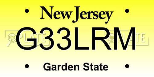 G33LRM New Jersey License Plate