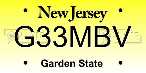 G33MBV New Jersey License Plate