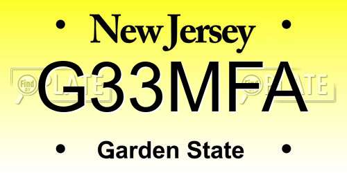 G33MFA New Jersey License Plate