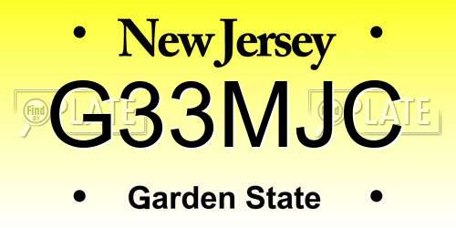 G33MJC New Jersey License Plate