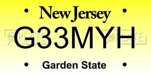 G33MYH New Jersey License Plate
