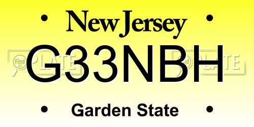 G33NBH New Jersey License Plate