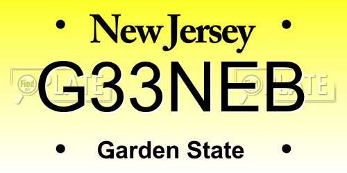 G33NEB New Jersey License Plate