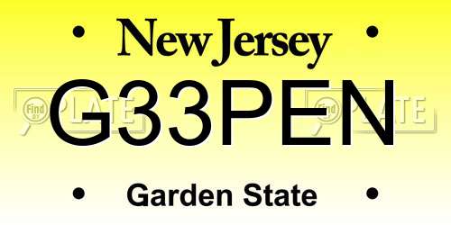G33PEN New Jersey License Plate