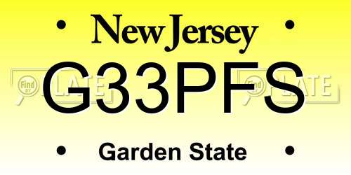 G33PFS New Jersey License Plate