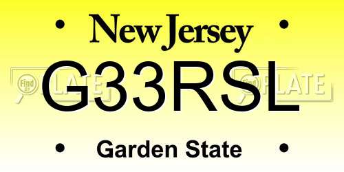 G33RSL New Jersey License Plate