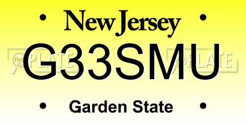 G33SMU New Jersey License Plate