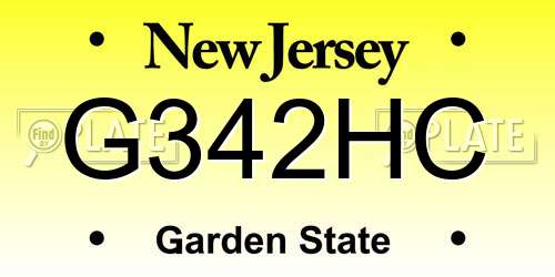 G342HC New Jersey License Plate