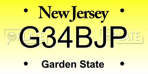 G34BJP New Jersey License Plate