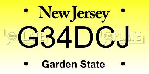G34DCJ New Jersey License Plate