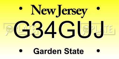 G34GUJ New Jersey License Plate