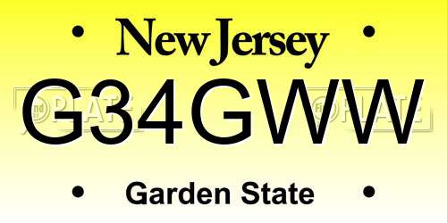 G34GWW New Jersey License Plate