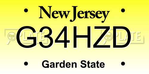 G34HZD New Jersey License Plate