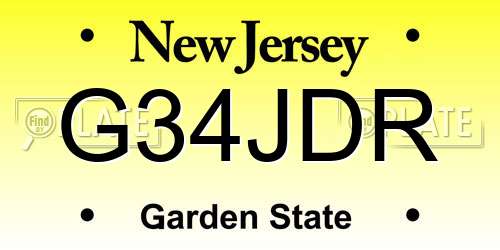 G34JDR New Jersey License Plate