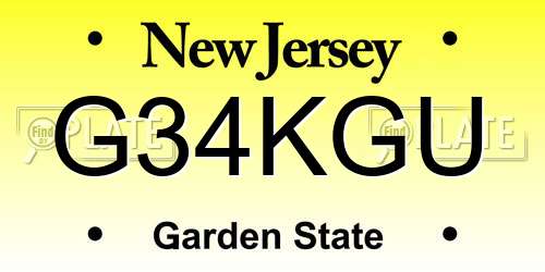 G34KGU New Jersey License Plate