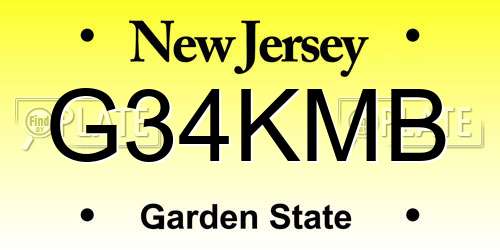 G34KMB New Jersey License Plate