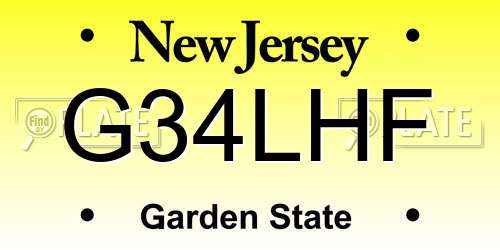 G34LHF New Jersey License Plate