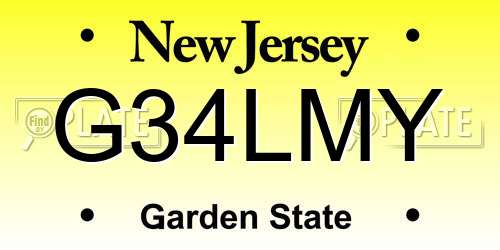 G34LMY New Jersey License Plate