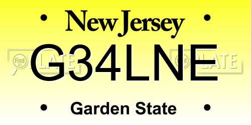 G34LNE New Jersey License Plate